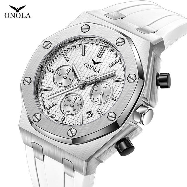 ONOLA 6807 Men's Luxury Fashion Quartz Watches with Silicone Strap Waterproof Multifunction Classic Quality Chronograph Reloj