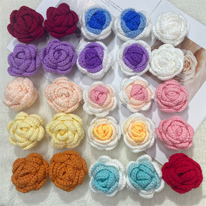Personnalisé tricot fleur tête main fil Bouquet ornement <span class=keywords><strong>oeillet</strong></span> Rose épingle à cheveux broche bricolage <span class=keywords><strong>couture</strong></span> vêtements accessoires - Product Image 3