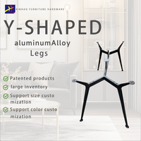 Support moderne en alliage d'aluminium pour café, salle à manger, bureau, salon, canapé, pieds en forme de Y, design carré pour petits appartements