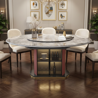 Table à manger ronde extensible de luxe italienne 2026 avec plateau en dalle de pierre moderne et rangement, idéale pour la maison, l'hôtel et la cuisine