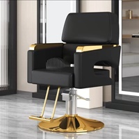 Fauteuil de salon de coiffure haut de gamme Wss 2025, pivotant et relevable, en acier inoxydable, noir, pour hommes