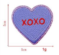 Stock 5cm Fer sur Paillettes Colorées Bord Brodé Coeur Avec Mots Valentine Patch pour Chapeau Sac Décoration