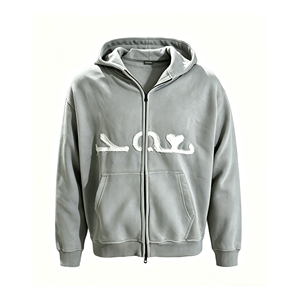 Custom OEM Heavyweight 100% Cotton Hoodie <b>Zip</b> up Oversized Raw Edge Patchwork Vintage Streetwear Unisex Full <b>Zip</b> <b>Hooded</b> Jacket - Product Image 4