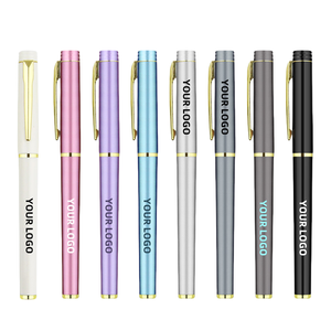 प्रचार प्लास्टिक जेल पेन सफेद गुलाबी रंग में 0.5 मिमी लेखन चौड़ाई काली स्याही के साथ - Product Image 1