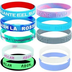 Bracelets de poignet personnalisés phosphorescents en silicone bracelets lumineux avec logo personnalisé en silicone avec message