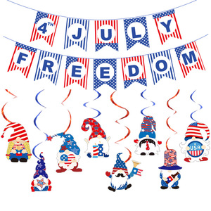 Decoraciones para la fiesta del Día de la Independencia de EE. UU., adornos colgantes en espiral, colgante de muñeca sin rostro de papel, fácil de montar, de 8 a 13 años - Product Image 2