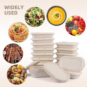 Assiettes et plateaux rectangulaires en bagasse de canne à sucre compostables et boîte alimentaire - Product Image 1