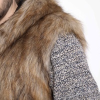 Gilet en fausse fourrure de renard pour homme, style britannique, veste sans manches de luxe, chaud pour l'hiver, col en V, gilet moelleux et duveteux, vêtement d'extérieur pour homme