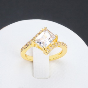 Jxx Direct Supply – Bague rectangulaire en laiton plaqué or 24 carats avec zircone pour femme, vente en gros, best-seller - Product Image 2