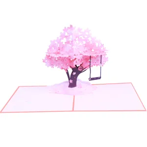 Valentine của 3D Pop Up thẻ với lãng mạn hoa anh đào thiết kế kỷ niệm đầu tiên thiệp chúc mừng cho vợ sinh nhật món quà cưới