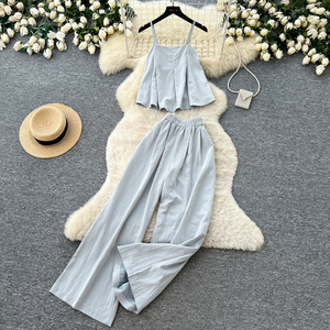 <span class=keywords><strong>Conjunto</strong></span> Casual de Verano de 2 Piezas para <span class=keywords><strong>Mujer</strong></span>, Top sin Mangas y Traje, Ropa al por Mayor - Product Image 1