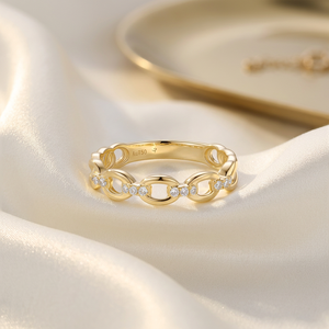 Anillo Apilable de Cadena Minimalista con Diamantes Naturales en Oro Sólido de 18K, Venta al Por Mayor, Colores Variados, Fabricante Popular - Product Image 6