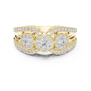 Elegante Anillo de Diamantes Dorado para Mujer, Joyería Clásica Brillante para Boda, Compromiso, Uso Diario, Regalo - Product Image 4