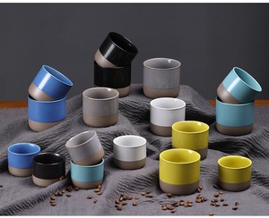 Wholesale Custom Logo Handless Stoneware Ceramic Coffee Mug Stackable Espresso Retro Coarse Kiln Glazed <b>Cups</b> for Home Office - Product Image 4