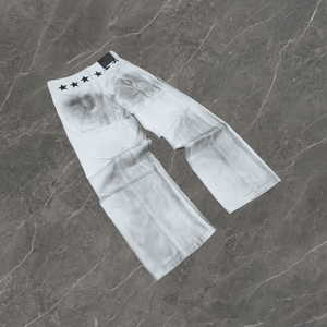 กางเกงยีนส์ทรงตรงแบบสั่งตัดสำหรับผู้ชาย เอวกลาง ระบายอากาศได้ดี สไตล์วินเทจ ล้างสีแบบ Snow Wash เหมาะสำหรับสตรีทแวร์ - Product Image 4