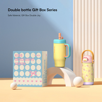 Juego de Regalo Creativo para Niños, Botellas de Agua de Diseño, Vaso y Lonchera, Juego de Botellas de Agua para Niños de Acero Inoxidable de Doble Pared
