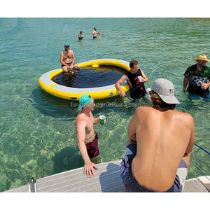 Colchón de Agua Circular Inflable Personalizado, <span class=keywords><strong>Hamaca</strong></span> Flotante con Brazos Flotantes Seadoo, Isla Flotante para Nadar, Red para Cama, Portavasos - Product Image 4