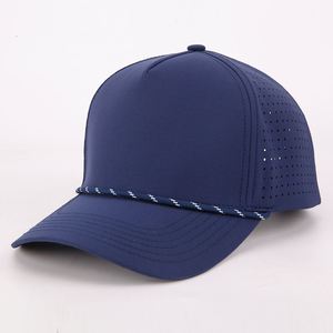Factory Wholesale <b>Men</b> Women Custom Logo 5 Panel Curved Visor Golf Sports Outdoor Laser Cut Hole Baseball Cap Rope <b>Hat</b> - Product Image 6