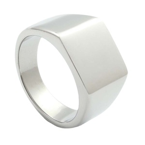 Men's <b>Titanium</b> Steel Square Ring Silver Color Casual Jewelry Fashion Statement Piece - Product Image 1