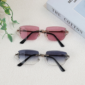 HBK 2025 Fashion Frameless <strong>Sunglasses</strong> with <strong>Blue</strong> Gradient <strong>Lens</strong> Rimless Alloy Frame Luxury Logo for Men Women's Shopping Travel - Product Image 3