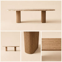 Table à manger rectangulaire moderne de luxe en chêne, base double encastrée, écologique, durable, pour salon et grands groupes