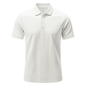 Camiseta americana de verano para hombre, estación independiente, solapa elástica de seda helada de secado rápido para traje de Polo, diseño de tira sólida - Product Image 6