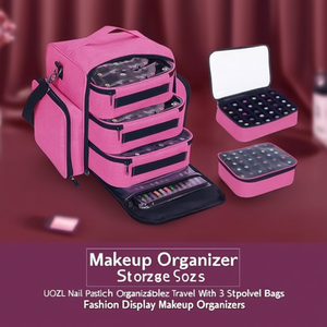 Organizador de Esmaltes de Uñas UOZL, Caja de Almacenamiento para 90 Botellas, Estuche de Viaje Portátil con 3 Bolsas Separadas, Organizador de Maquillaje con Diseño Moderno - Product Image 3
