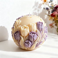 Bougie Pilier en Cire de Soja Sculptée en Forme de Tulipe 3D en Relief, Parfumée, pour Décoration d'Intérieur et Ornement de Table de Mariage, Vente en Gros