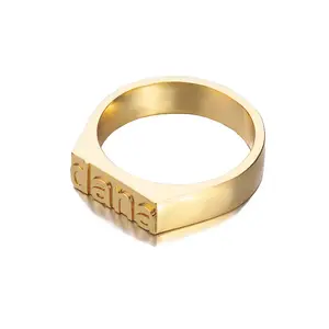 18k gold Stainless steel custom letter engagement rings jewelry women rings