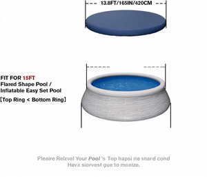 OEM ODM Housse <span class=keywords><strong>de</strong></span> <span class=keywords><strong>piscine</strong></span> gonflable <span class=keywords><strong>de</strong></span> 15 pieds, à montage facile, avec anneau supérieur conique, compatible avec les piscines <span class=keywords><strong>de</strong></span> 13,8 pieds, à base évasée, coupe-vent, en tissu 420D épaissi, bleue, élastique - Product Image 2