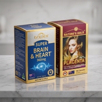 Boîte en carton personnalisée avec estampage à chaud argenté et doré pour emballage de compléments alimentaires, boîte de capsules pour produits de santé australiens