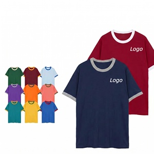 Camisetas de hombre al por mayor 100% algodón, manga corta, cuello redondo, color contrastante, lisas, personalizadas con logotipo de alta calidad, precio bajo. - Product Image 1