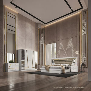 DAVINI Set Completo di Mobili per Camera da <span class=keywords><strong>Letto</strong></span>: <span class=keywords><strong>Letto</strong></span>, 2 Comodini, Armadio, Cassettiera, Tavolo, Design con Specchio, Altamente Personalizzabile per Appartamenti - Product Image 3