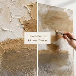 Pinturas y Arte Mural, Pintura al Óleo Hecha a Mano, Abstracta, Texturizada, Estilo Wabi-Sabi, Lienzo Grande para Hotel, con Marco, Tamaño Personalizado, para Sala de Estar - Product Image 6