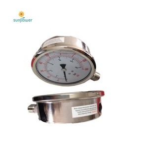 Medidor de presión de 63mm con soporte de fondo de disco húmedo relleno de glicerina con caja de acero inoxidable y ventana de policarbonato transparente - Product Image 5