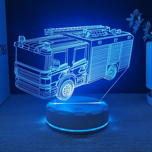 Maßgefertigte, Äußerst Beliebte 3D LED-Nachtlichter mit Motiven von Zügen, Feuerwehrautos und Busse aus Schillerndem ABS für Heimdekoration - Product Image 1