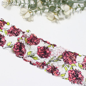 Dentelle élastique Kawaii à bordure étroite de 6 cm, dentelle blanche extensible, dentelle élastique à fleurs colorées pour la couture de sous-vêtements - Product Image 4