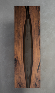 Tavoli da Pranzo in Legno Massello di Noce Nero Nordamericano con Bordo Naturale e Vetro - Product Image 2