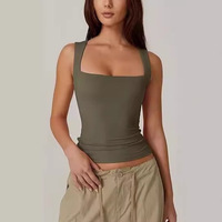 Production Personnalisée Nouveau Débardeur Femme Été Respirant Élégant Col Carré Sans Manches Double Couche Coupe Ajustée Dobby Personnalisé