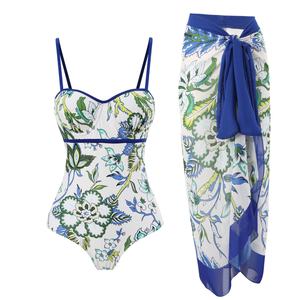 Traje de Baño Personalizado con Estampado Floral, Conjunto de 2 Piezas, Traje de Baño con Falda, Bikini Sexy de Cintura Alta, Ropa de Playa - Product Image 4