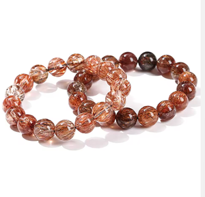 Pulsera de Cristal Natural Super Siete, Cuarzo Rutilado Negro Dorado, Cuentas Curativas, Joyería Unisex de Piedra Melodía, Suministro al por Mayor - Product Image 6