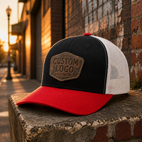 Casquette Trucker en Sergé de Coton à 6 Panneaux Personnalisée OEM de Haute Qualité pour Adulte, Vente en Gros, Casquette de Sport à Visière Courbe avec Logo en Cuir