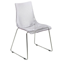 Chaise empilable contemporaine en plastique transparent avec pieds en métal chromé pour événements, mariages et entrepôts