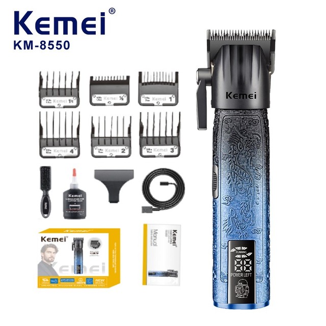 Kemei Km-8550 2500mAh Li-Battery Rechargeable Brand Hair Cutter Electric 9000RPM Ceramic DLC Blades Barber Salon Hair Clippers