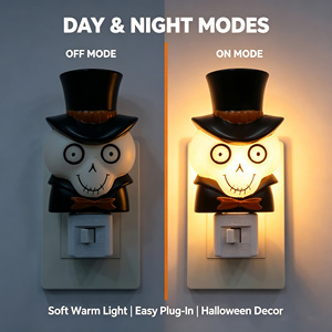 Halloween Skeleton Skull <b>LED</b> Plug-In <b>Night</b> <b>Light</b> 360Rotatable Middle Soft Warm Wall Holiday Party Decor Wholesale OEM Gift - Product Image 4