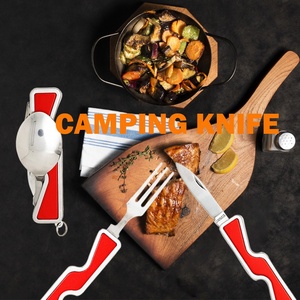 Coltello Tascabile <span class=keywords><strong>4</strong></span> in 1 in Acciaio Inox con Cucchiaio Combinato, Coltello Multifunzionale da Campeggio per Feste e Ristoranti - Product Image 6