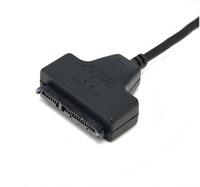 Câble USB 2.0 double vers SATA 7+15/22 broches en cuivre pour disque dur SSD 2,5/3,5 pouces avec port d'alimentation CC