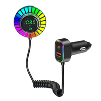 Transmetteur FM Bluetooth 5.3 pour voiture avec commande vocale, chargeur rapide PD30W+ QC18W, lumière RVB colorée, kit mains libres pour appels en voiture BC96