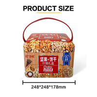 Boîte Cadeau Carrée en Métal JYB Prête pour les Fêtes avec Poignée, Conteneur Portable en Métal Double Couche pour Noix, Bonbons et Pâtisseries