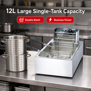 Freidora Eléctrica Comercial de un Solo Tanque y Doble Cesta, 12L, 220V, 3KW, para Papas Fritas, Alitas de Pollo, Restaurantes - Product Image 4